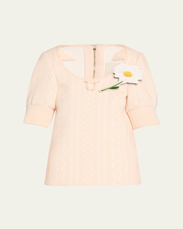 Floral Brooch Oversized Top